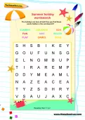 Summer holiday wordsearch for Reception and Y1