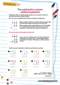 The subtraction column method explained worksheet