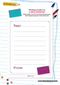 Writing a letter to a story character worksheet