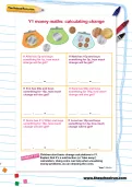 Y1 money maths worksheet