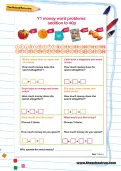 Y1 money word problems worksheet