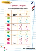 Y2 place value: partitioning tens and units worksheet