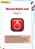 Year 1 mental maths quiz with answers
