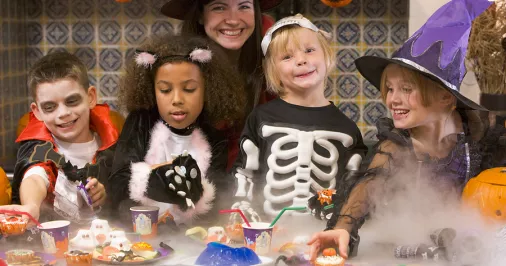 Kids in costume at Halloween party