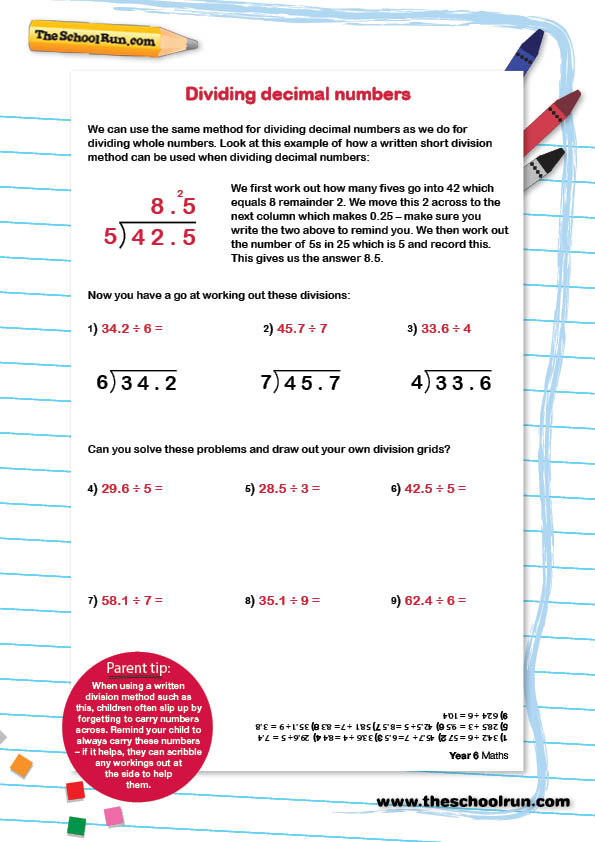 Dividing decimals using grids | TheSchoolRun