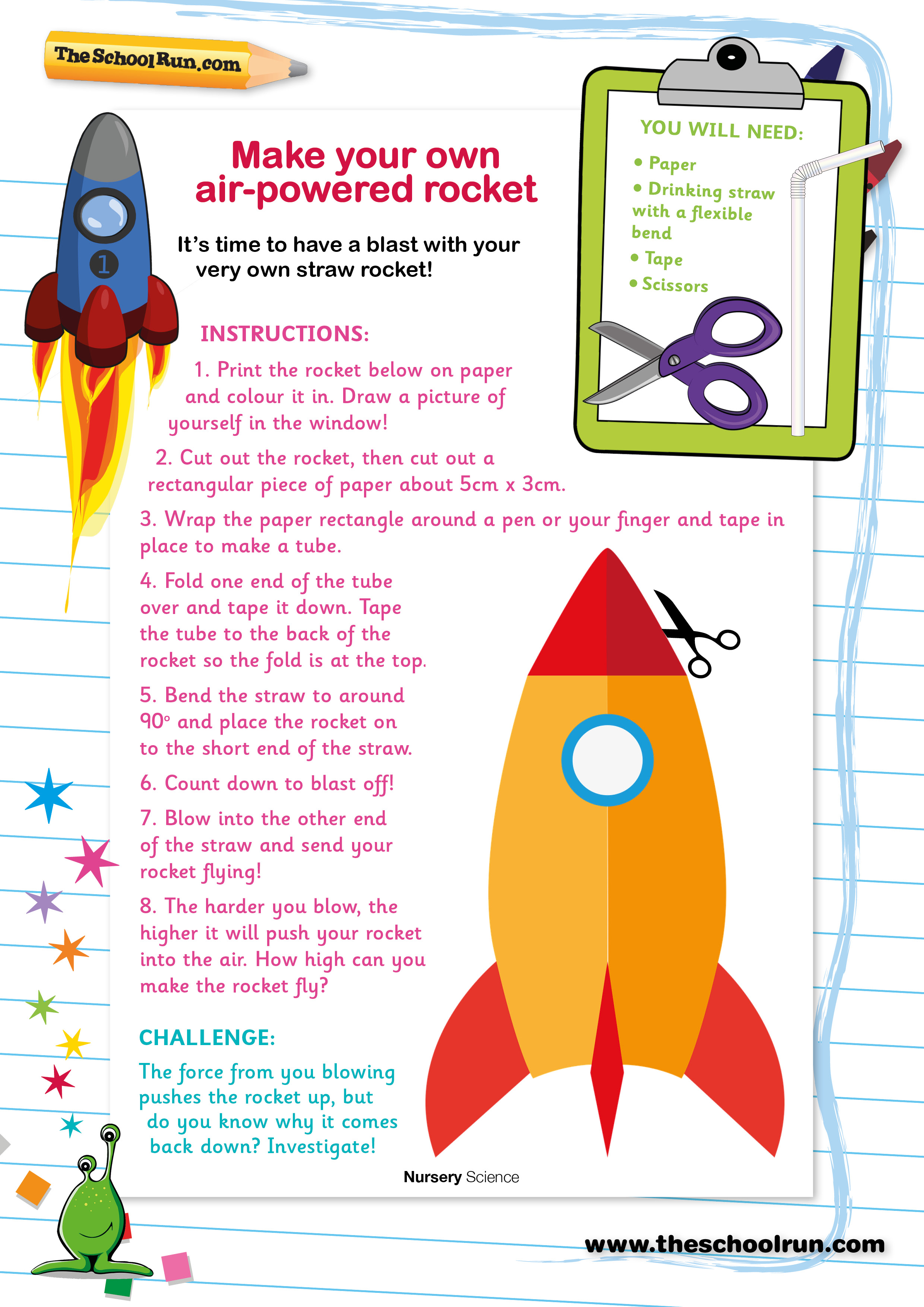 Make your own air-powered rocket | Nursery science