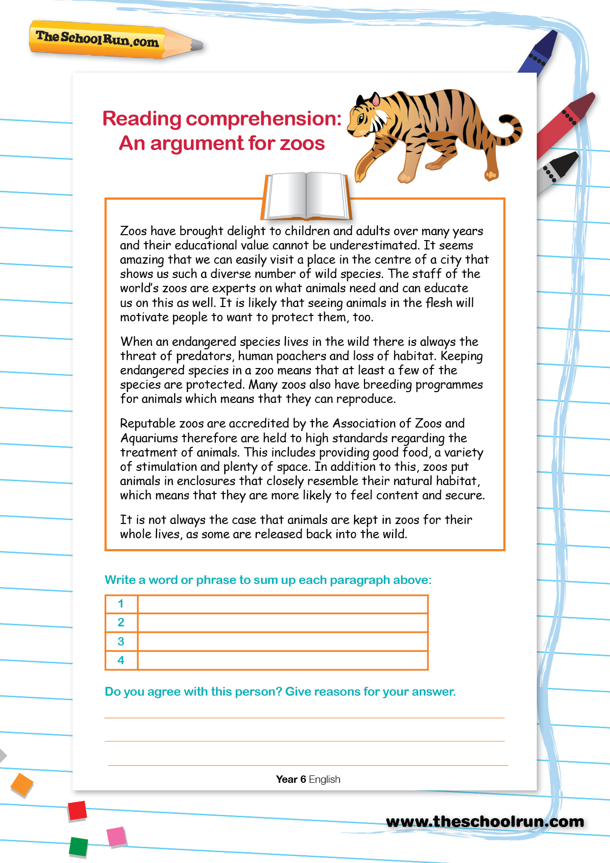 Reading comprehension | An argument for zoos