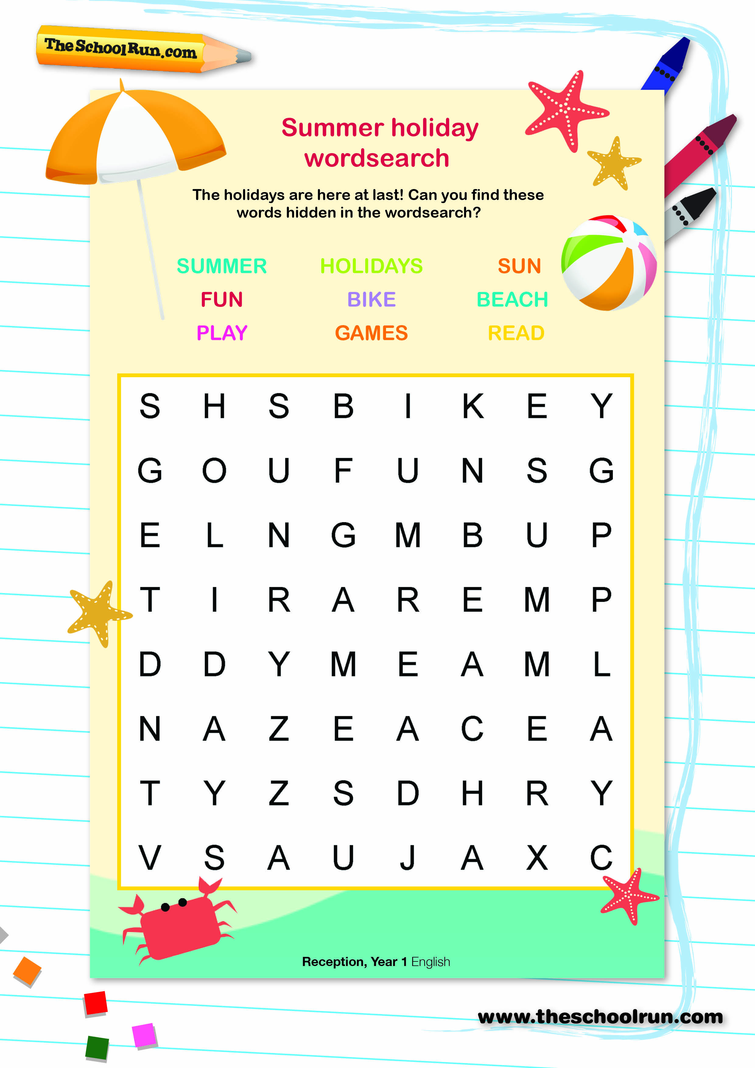 Summer Holiday Wordsearch 