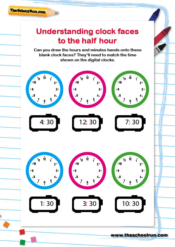 Understanding clock faces to the half hour | TheSchoolRun