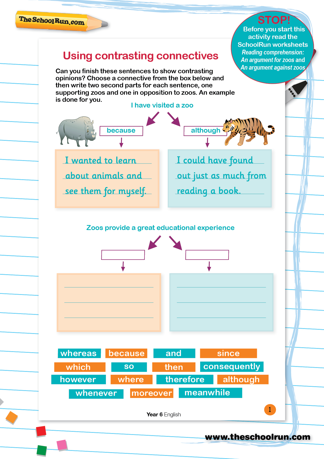 Using contrasting connectives | TheSchoolRun